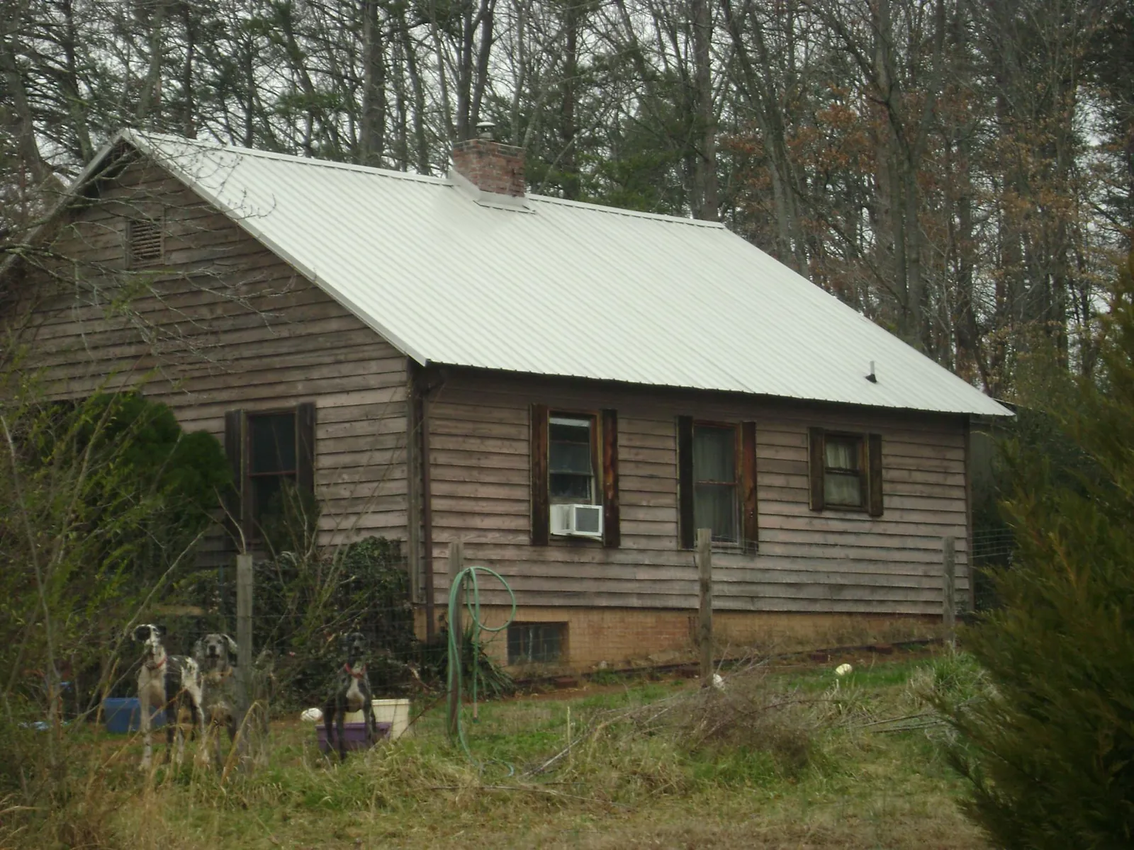 White metal roof on an old wood sided farmhouse, from a Asphalt Shingle Roof Repair job in Ulm
